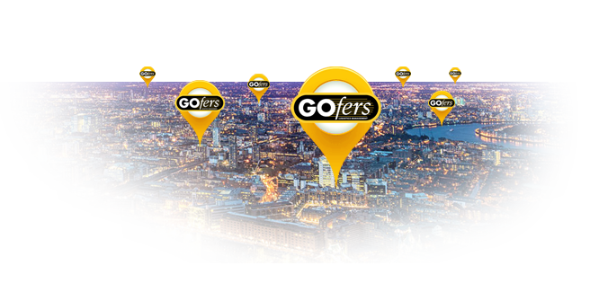 GOfers logo pinned on a skyline image.