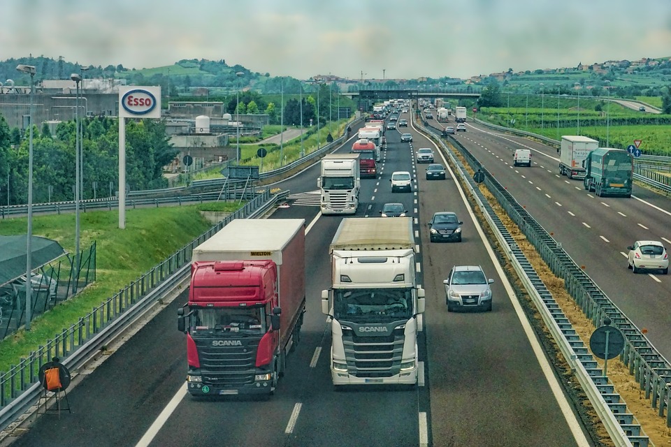 Trucks on the highway