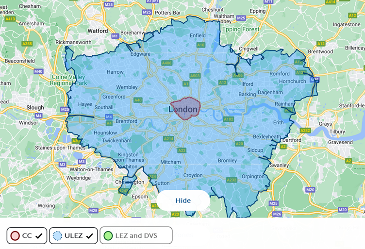 London CCZ/ULEZ zones