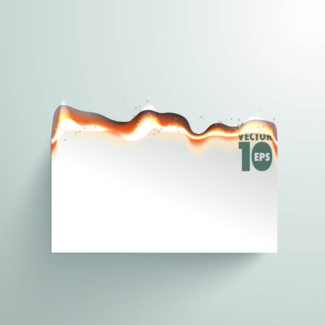A piece of paper on fire, burnt halfway down