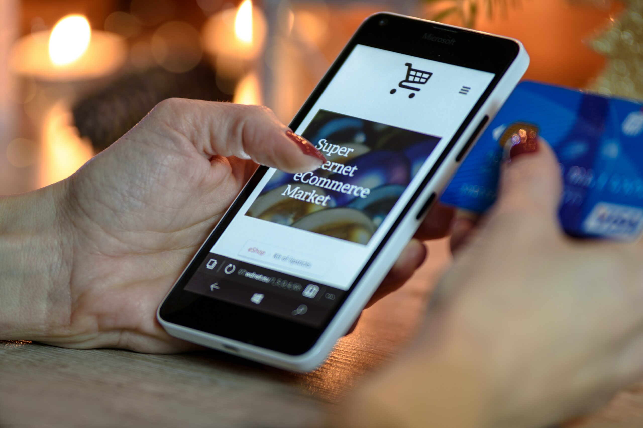 Close up of someone online shopping on a smartphone.