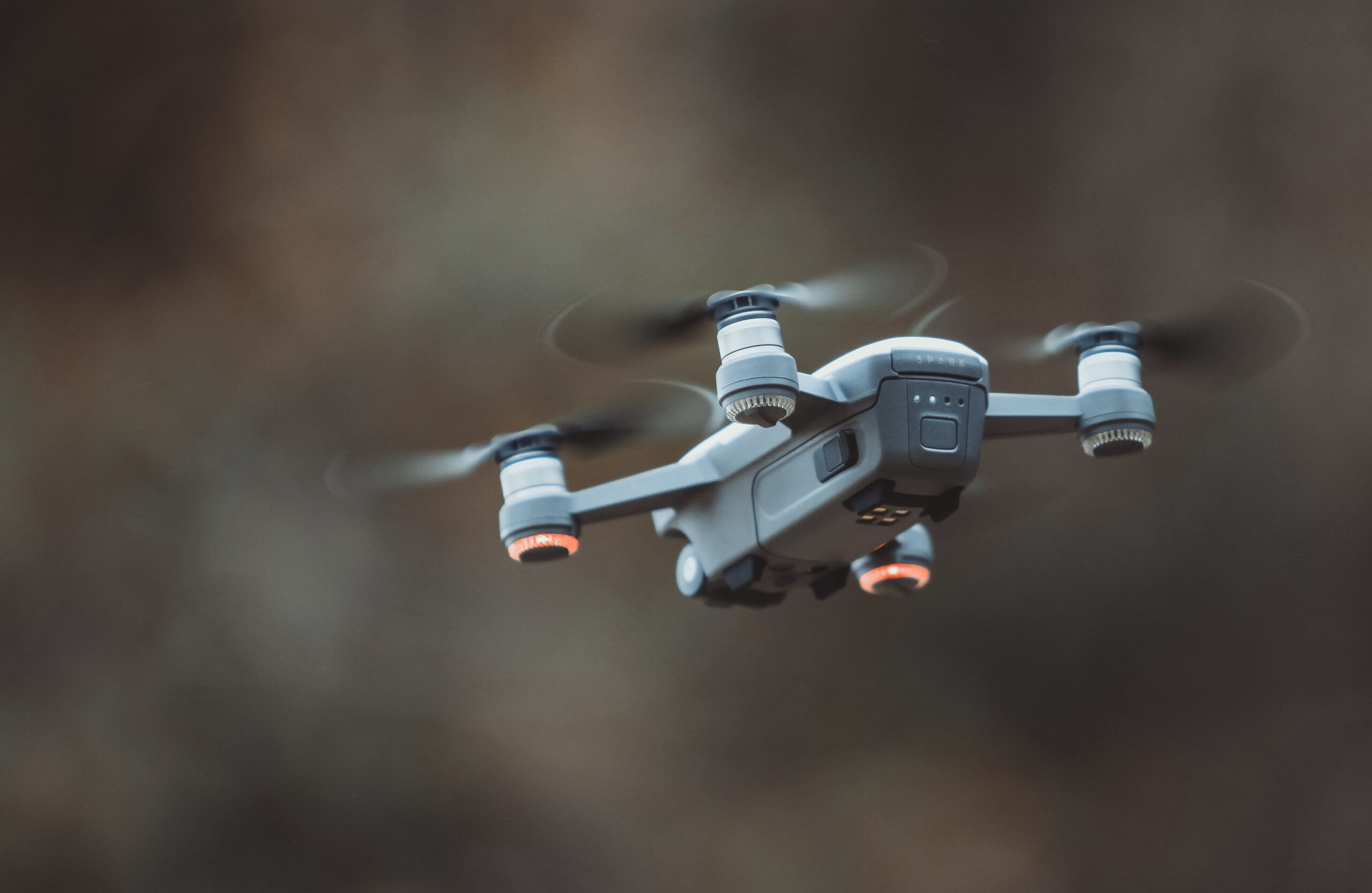 Grey flying drone.