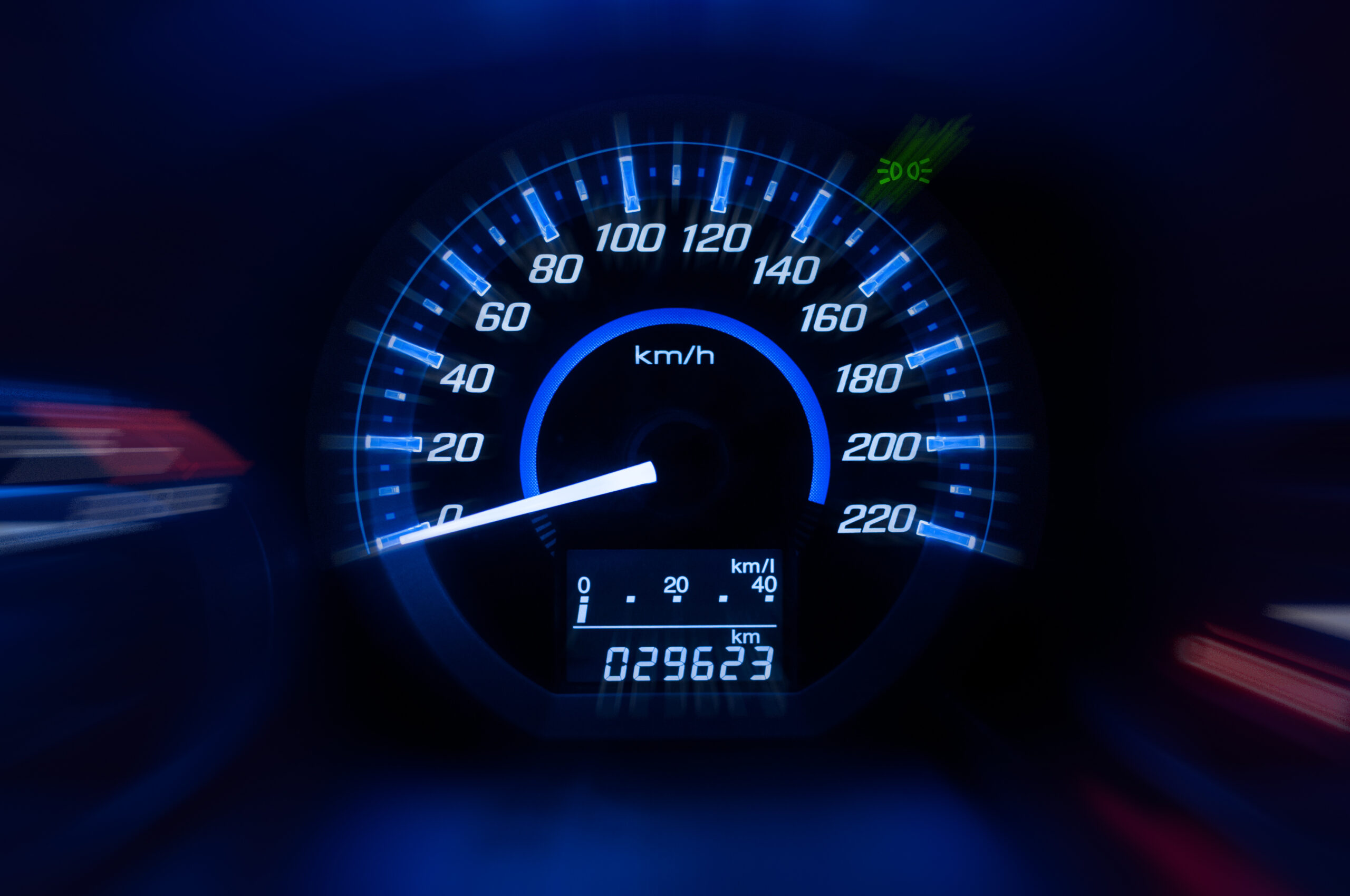 Dashboard ,Car speedometer and counter with dark mode
